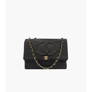 CHANEL Black Flap Big CC Gilded Chain Shoulder Bag A-A3094